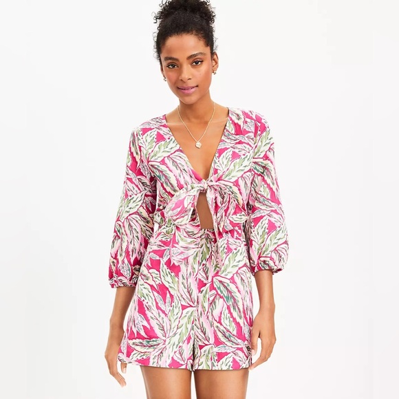 LOFT Pants - NWT LOFT beach linen romper tropical